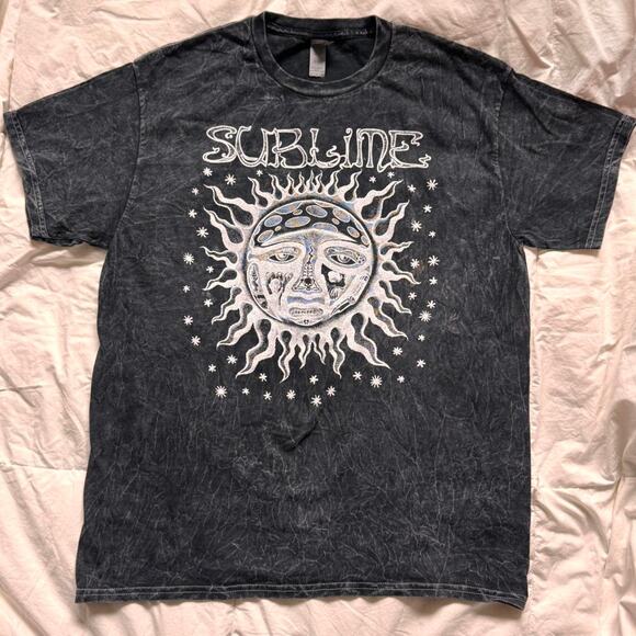 Sublime graphic band tee sz L black mineral washed sun stars celestial goth - Picture 2 of 8